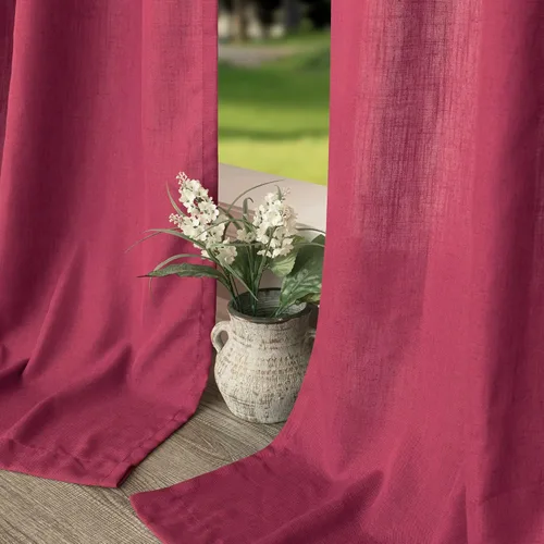 Vista 6 de Cortinas rosa intenso para sala de estar de 84 pulgadas de largo, juego de 2 paneles con pestaña trasera y bolsillo, cortinas de lino