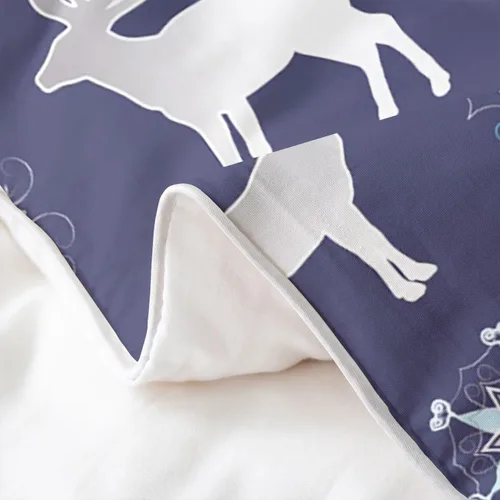 Vista 29 de Funda de edredón de árbol de Navidad 100% algodón natural, juego de ropa de cama de copos de nieve de Navidad para niños y niñas, funda de edredón