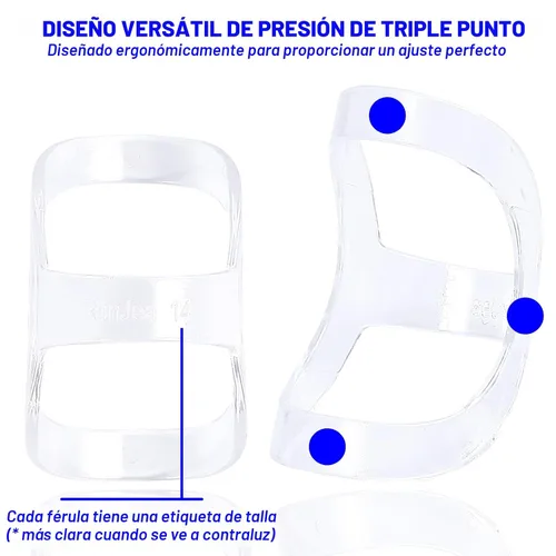 Vista 4 de 10 piezas de kit de férulas y mangas de dedo ovaladas transparentes, 6 férulas graduadas para dedo gatillo y 4 mangas de dedo para dedo