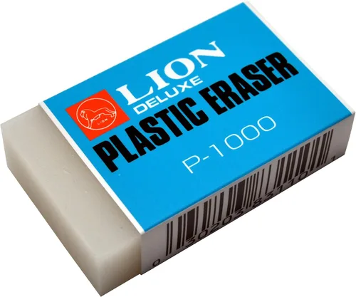 Vista 6 de LION Borradores de plástico blanco translúcido, 24 EA/Box, 1 caja (P-100)