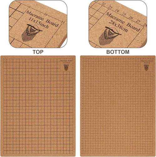 Vista 5 de Tabla y alfileres de macramé, tablero de proyecto de macramé, rejillas de doble cara de 12 x 16 pulgadas, tabla de trenzado hecha a mano