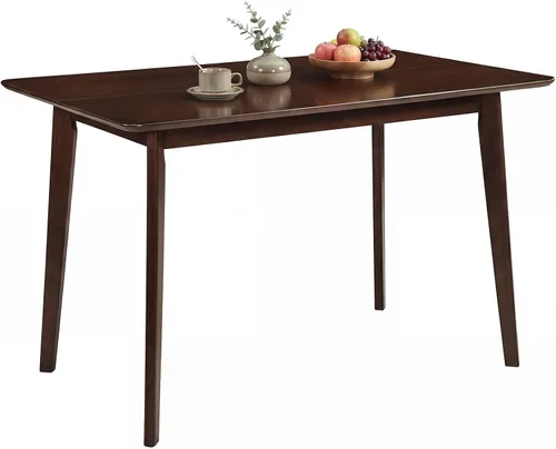 Vista 11 de Giantex Mesa de comedor para 4, mesa de cocina rectangular de madera de 48 pulgadas con patas de madera de goma maciza, mesa de comedor moderna