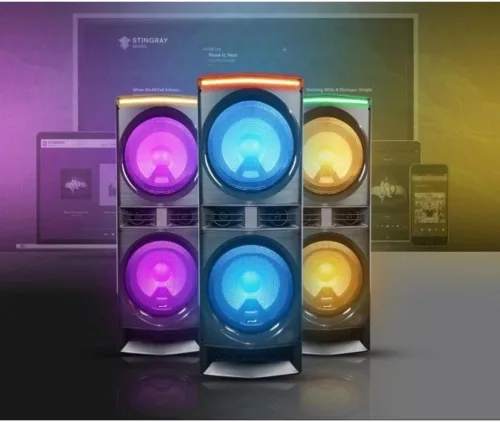 Vista 4 de Gemini - Sistema de altavoces Bluetooth para fiesta de karaoke de 6000 W de potencia máxima con woofers duales de 12 pulgadas, luces LED, micrófono