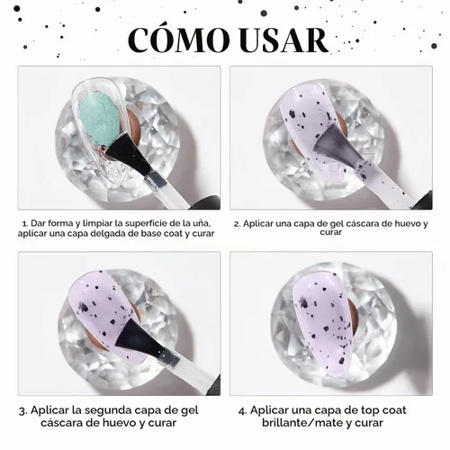 Vista 6 de MEET ACROSS Jelly Eggshell - Juego de 6 esmaltes de uñas de gel, color rosa, verde, morado, esmalte de gel agrietado, colección de macarrones