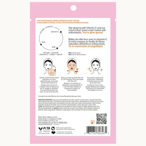 Vista 16 de Pacifica Máscara Facial en Hoja - Máscara Facial Iluminadora Glow Baby con Vitamina C, Aloe y Kelp – Máscara Refrescante para Manchas Oscuras