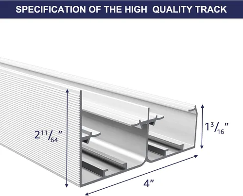 Vista 4 de Herrajes para puerta corredera de 4 pies, kit de riel de puerta de armario, estilo de montaje superior, hecho de aluminio resistente, suave