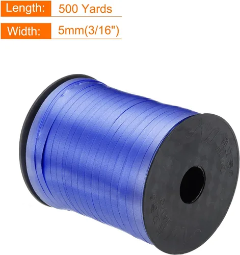 Vista 2 de PATIKIL Cinta rizadora de 500 yardas, cuerda metálica de 3/16 pulgadas para decoración de fiestas, envoltura de regalos, manualidades, azul Azul