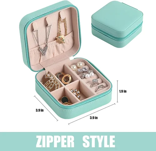 Vista 2 de DgkfkC Joyero portátil de viaje caja de joyería de cuero caja de joyería para guardar collares pendientes pulseras lápiz labial y horquillas