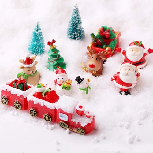 Vista 3 de yeesport 18 figuras en miniatura de Navidad, mini Papá Noel, adorno de Navidad, micro paisaje, árbol de Navidad, muñeco de nieve, reno, regalo