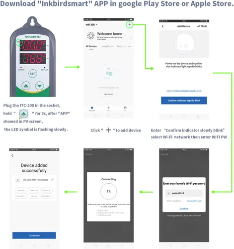Vista 5 de Inkbird Controlador de temperatura WiFi ITC308 Congelador de reptiles Termostato Digital Calefacción y Refrigeración Calentador Enfriador