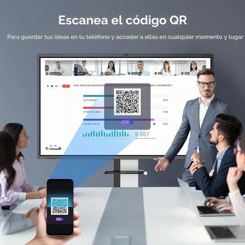 Vista 6 de Tablero inteligente de 75 pulgadas, panel plano interactivo 4k con cámara de 48 MP, certificado Google EDLA, Android 13, pizarra blanca inteligente