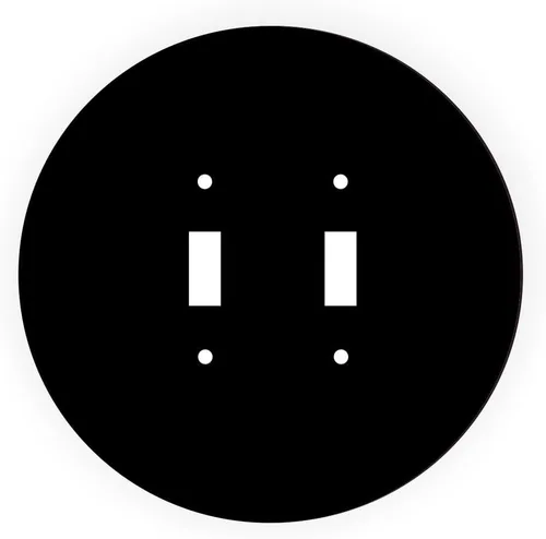 Vista 2 de Island Gifting - Diseño negro - Cubierta redonda para placa de interruptor de luz - Palanca doble