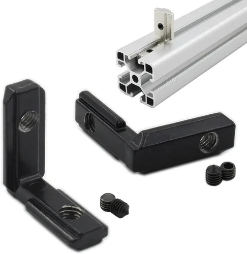 Vista 6 de 20 piezas de ranura en T negra en forma de L para interior de esquina interior, junta interior de perfil de aluminio de 90 grados con tornillos M5