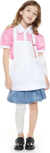 Vista 3 de Mikan Tsumiki - Disfraz de cosplay para Halloween desesperación camisa de sirvienta uniforme con delantal