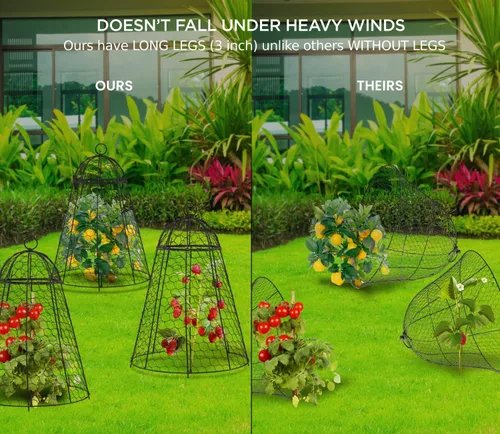 Vista 3 de boldworks Cloches de Jardín para Plantas, Jaulas de Alambre de Pollo para Proteger de Animales al Aire Libre, Extra Grandes, Resistente a