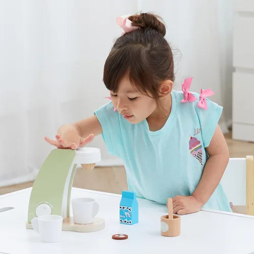 Vista 2 de Teamson Kids - Little Chef Frankfurt - Accesorios de cocina de madera para cafetera, color verde, 8 piezas
