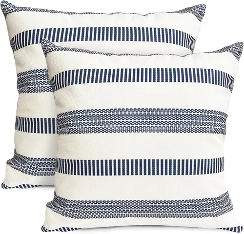 Vista 33 de Juego de 2 fundas de almohada decorativas negras boho 16x16 pulgadas, fundas de almohada de lino modernas estilo bohemia campestre para exteriores