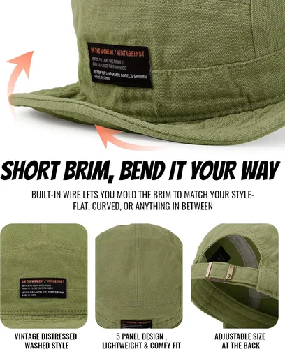 Vista 4 de Croogo Gorra de béisbol de ala corta de 5 paneles, gorras de camionero suaves, gorras de cadete de billetes cortos, gorras casuales de árbitro