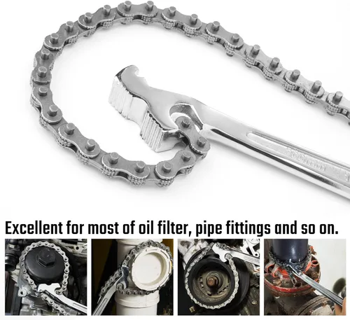 Vista 5 de DURATECH Pequeña llave giratoria para filtro de aceite, llave de cadena de 12 pulgadas
