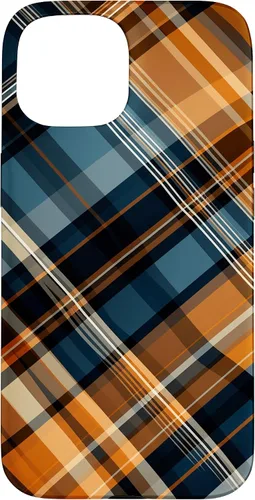 Vista 6 de Funda para iPhone 16 Navy Black and Orange Plaid Halloween Otoño Calabazas