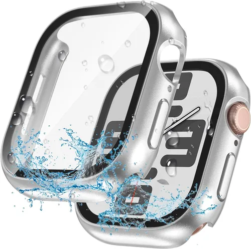 Vista 17 de YIJDACASE - Juego de 2 estuches impermeables para protector de pantalla de Apple Watch Series 10 Series 11 (2025) 46mm con vidrio templado