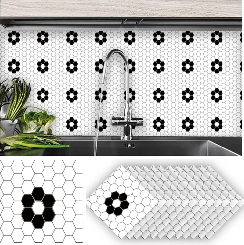 Vista 23 de Alwayspon 12 calcomanías mate para azulejos de pared, despegar y pegar, calcomanías de vinilo autoadhesivas para azulejos de cocina y baño, 6 x 6