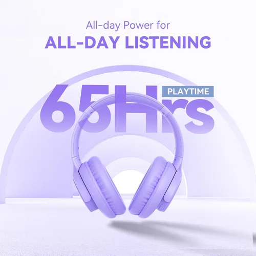 Vista 4 de KVIDIO Auriculares Bluetooth, auriculares inalámbricos con micrófono, tiempo de funcionamiento de 65 horas, auriculares sobre la oreja