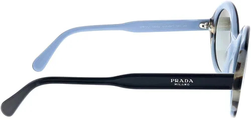 Vista 3 de Prada PR 17US KHR0A7 - Lentes de sol ovalados de plástico negro y moteado, lente gradiente gris
