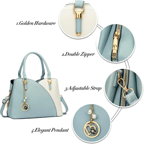 Vista 42 de KKXIU Monederos y bolsos de mano con triple compartimento para mujer, bolso de mano con asa superior