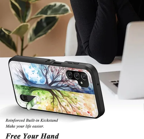 Vista 5 de Funda para Galaxy S23 Plus con soporte integrado, a prueba de golpes, polvo y caídas, 3 capas, grado militar, funda protectora para Samsung Galaxy