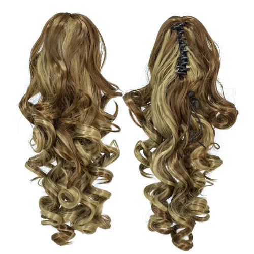 Vista 12 de 12-Pulgadas Extensiones de Cola de Caballo Cortas con Rizos de Tornillo y Pinza de Gancho Extensiones de Cabello Sintético con Cordón Extensiones