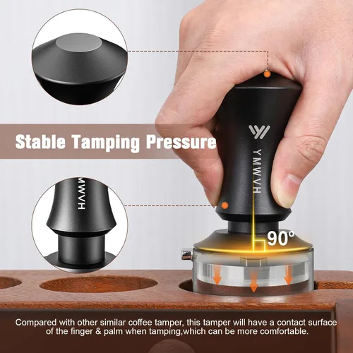 Vista 6 de Tamper de espresso de 51 mm, tamper de café barista premium con muelles de repuesto de 20 lb/30 lb y base ondulada 100% de acero inoxidable, presión