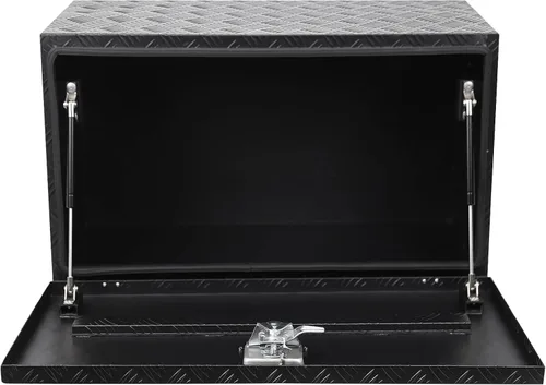 Vista 5 de Caja de herramientas chapada en aluminio resistente de 30 pulgadas, caja de herramientas para camioneta, caja de herramientas para remolque, placa