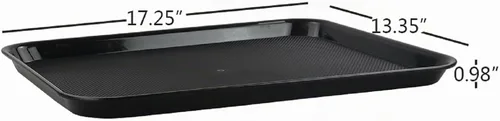 Vista 2 de Teyyvn Bandeja de plástico negra para servir comida rápida, 17.3 x 13.4 in, bandeja rectangular para alimentos