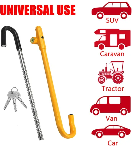Vista 3 de KAYCENTOP Bloqueo de Volante de Coche a Pedal de Freno Auto Seguridad Producto Antirrobo Dispositivo de Bloqueo Amarillo Brillante Universal