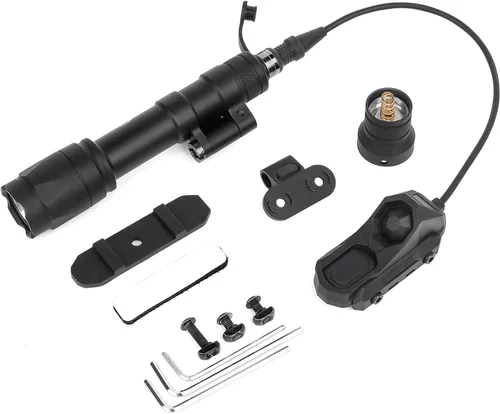 Vista 12 de M340 linterna táctica de 540 lúmenes con 2 bases giratorias, con botón de presión e interruptor de presión remoto, montaje de luz e interruptor de 1