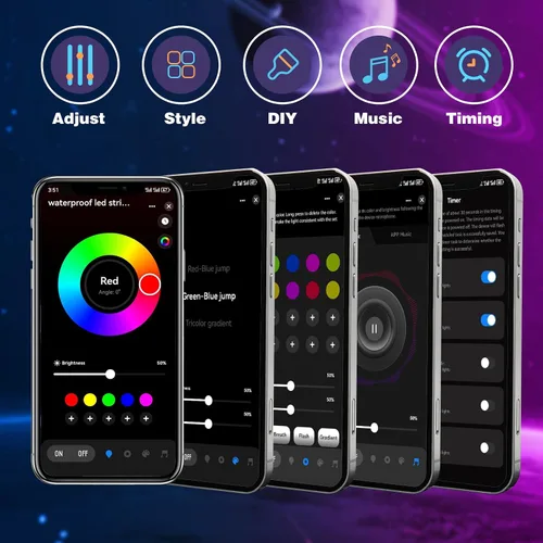 Vista 5 de KSIPZE Tira de luces LED de 15,5 m para exteriores, impermeable IP68, luces LED RGB para exteriores con botón y control de aplicación Bluetooth