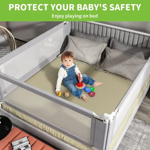 Vista 7 de yulongtengfei Protector de riel de cama para niños pequeños, riel de cama de bebé de altura ajustable, rieles de seguridad para niños