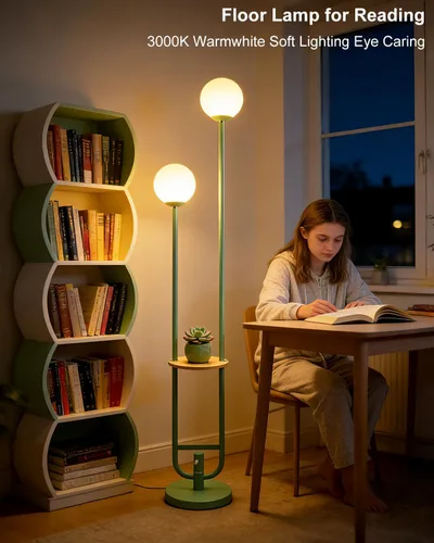 Vista 7 de Lightdot Lámpara de pie rosa regulable de 60 pulgadas, lámparas de pie de mediados de siglo con 3 bombillas G9 de 3000 K de color blanco cálido