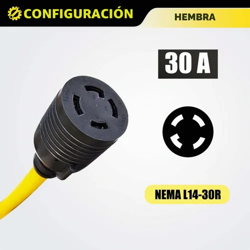 Vista 3 de Cable adaptador NEMA 5-15P a L14-30R, convertidor de bloqueo giratorio de 4 clavijas de 120 V a 30 amperios, interruptor de transferencia de enchufe
