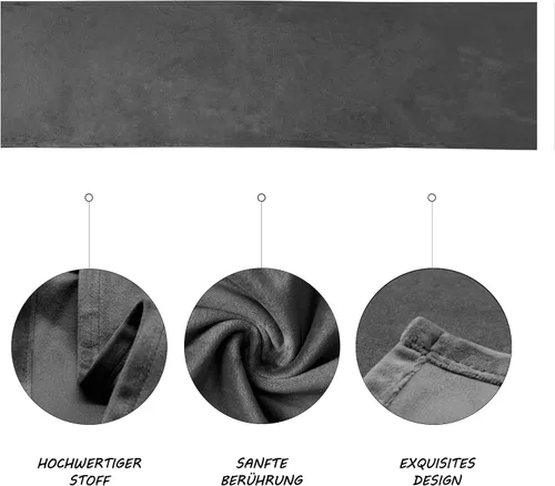 Vista 2 de BALCONY & FALCON Table Runners Waterproof Indoor Outdoor Modern Washable Viennese Style Velvet Table Runners High Quality Dark Grey 35 x 300 cm