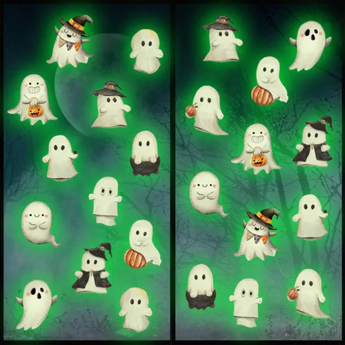 Vista 7 de 3 hojas de calcomanías luminosas de murciélago de Halloween que brillan en la oscuridad, calcomanías luminosas de murciélagos de Halloween