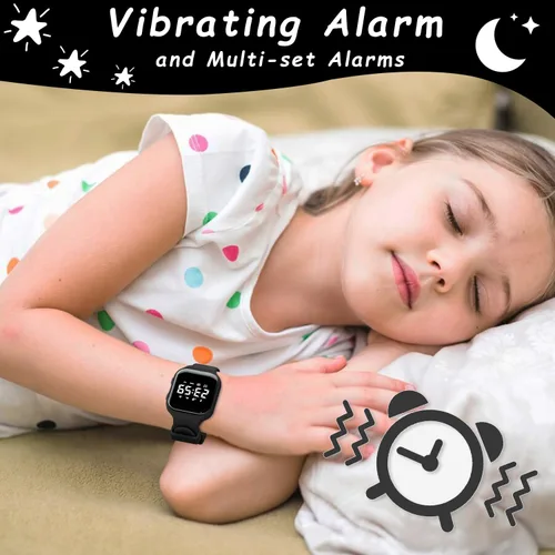 Vista 6 de GOLDEN HOUR Relojes deportivos digitales para niños con rastreador de fitness, reloj despertador, cronómetro, sin aplicación, regalos de cumpleaños