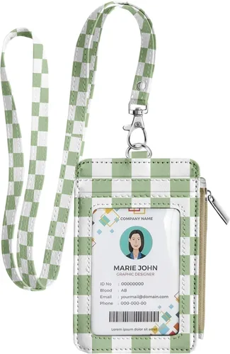 Vista 11 de Bolimoss Porta credenciales y chaleco con tarjetero 2 en 1, soportes para tarjetas de crédito con cordón de cuello desmontable, cartera de cuero