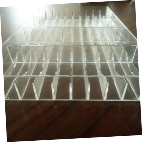 Vista 9 de Elegante organizador de almacenamiento de maquillaje acrílico 40 ranuras para sombra de ojos Blush caja de almacenamiento de acrílico grande
