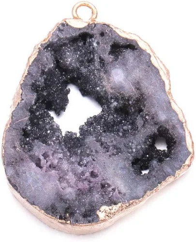 Vista 3 de 5 dijes naturales de ágata irregular, geoda, cuarzo, cristal druzy, colgante para collares, fabricación de joyas