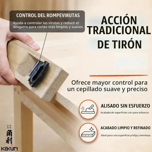 Vista 4 de KAKURI KANNA - Plano de mano japonés de 1.654 in para carpintería, mini cepilladora de mano para biselado y alisado de madera, 5.9 x 2.1 x 1.6