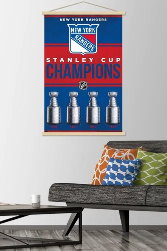Vista 2 de Trends International NHL New York Rangers - Póster de pared con marco magnético de Champions 23