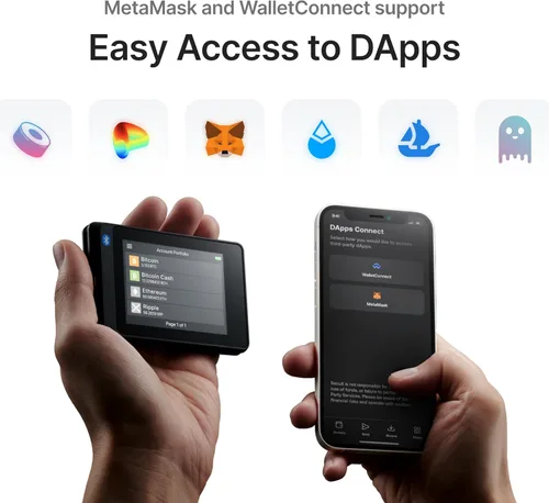 Vista 6 de SecuX W20 billetera de hardware para criptomonedas, con Bluetooth, muy segura, pantalla táctil grande, gestiona fácilmente Bitcoin, Ethereum