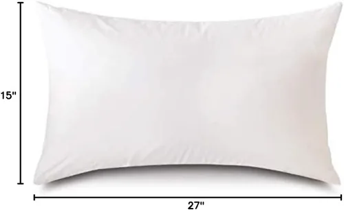Vista 7 de Almohada rectangular de plumón sintético hipoalergénico de 15 x 27 pulgadas, funda de 100% algodón batista, nunca empacada al vacío, fabricada